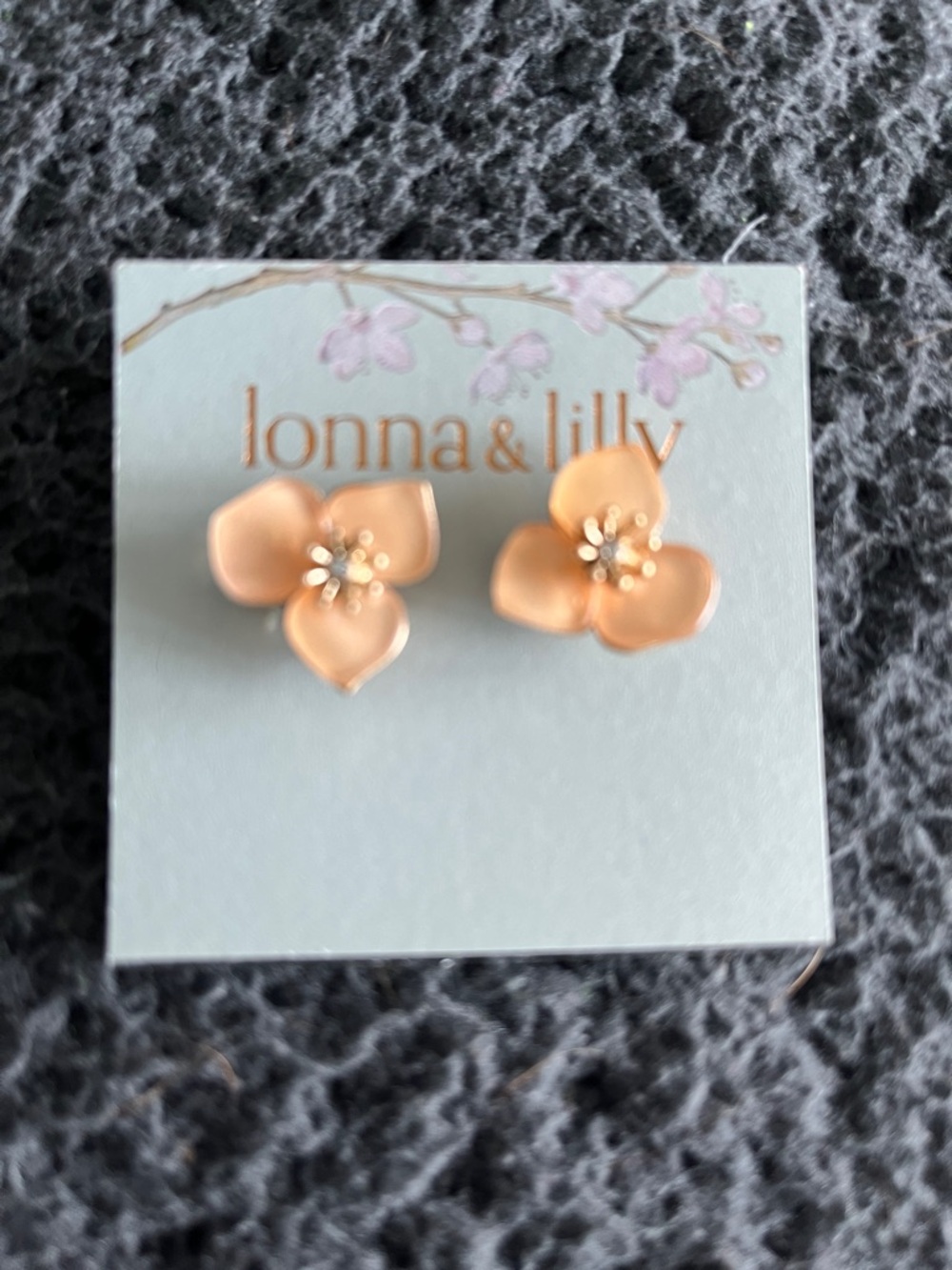lonna & lilly Peach Blossom Flower Stud Earrings